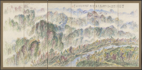 Kusunoki%20Keish%26%23363%3B%2C%20%3Cb%3E%3Ci%3E%20Spring%20and%20Autumn%20Landscapes%3C%2Fi%3E%3C%2Fb%3E%2C%201955%2C%20pair%20of%20six-panel%20screens%3B%20ink%20and%20color%20on%20paper%2C%20Gift%20of%20Mary%20and%20Cheney%20Cowles%2C%20%26%23169%3B%20artist%20or%20other%20rights%20holder%2C%202009.87A%2CB